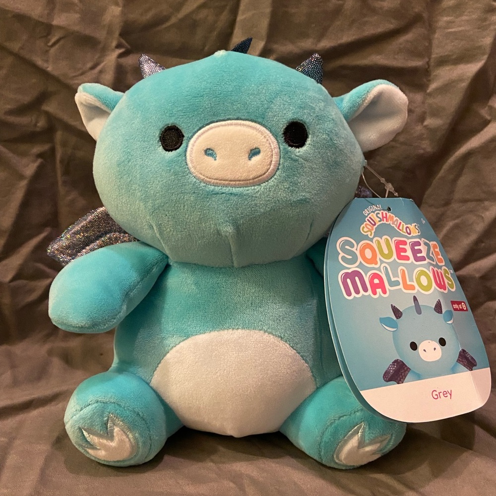 NWT Squishmallows Squeeze Mallows Grey the Dragon 8” Target Exclusive